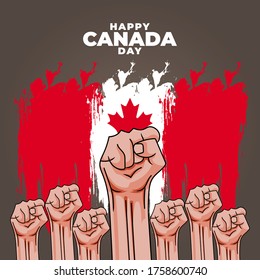 Fete du Canada (Translate: Canada day). Happy national holiday. Celebrated annually on July 1 in Canada. Canada flag. Patriotic poster design. Vector illustration