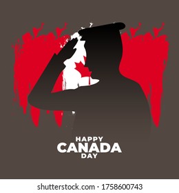 Fete du Canada (Translate: Canada day). Happy national holiday. Celebrated annually on July 1 in Canada. Canada flag. Patriotic poster design. Vector illustration