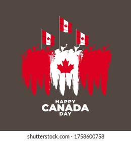 Fete du Canada (Translate: Canada day). Happy national holiday. Celebrated annually on July 1 in Canada. Canada flag. Patriotic poster design. Vector illustration