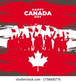 Fete du Canada (Translate: Canada day). Happy national holiday. Celebrated annually on July 1 in Canada. Canada flag. Patriotic poster design. Vector illustration