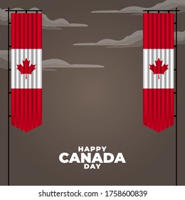 Fete du Canada (Translate: Canada day) is the Canada National Day and Republic Day, which is celebrated on July 1 each year. vector illustration
