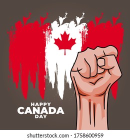 Fete du Canada (Translate: Canada day) is the Canada National Day and Republic Day, which is celebrated on July 1 each year. vector illustration