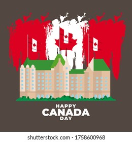 Fete du Canada (Translate: Canada day) is the Canada National Day and Republic Day, which is celebrated on July 1 each year. vector illustration