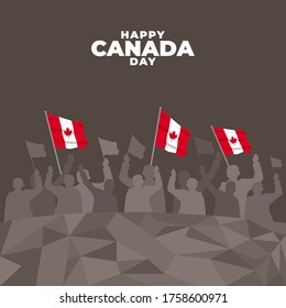 Fete du Canada (Translate: Canada day) is the Canada National Day and Republic Day, which is celebrated on July 1 each year. vector illustration