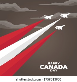 Fete du Canada (Translate: Canada day). Happy national holiday. Celebrated annually on July 1 in Canada. Canada flag. Patriotic poster design. Vector illustration