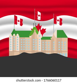 Fete du Canada (Translate: Canada day) is the Canada National Day and Republic Day, which is celebrated on July 1 each year. vector illustration