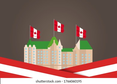 Fete du Canada (Translate: Canada day) is the Canada National Day and Republic Day, which is celebrated on July 1 each year. vector illustration