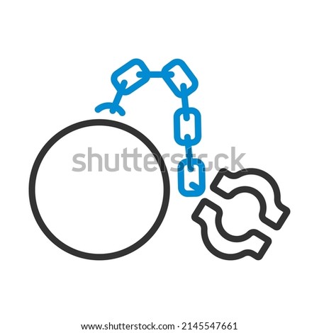 Fetter With Ball Icon. Editable Bold Outline With Color Fill Design. Vector Illustration.