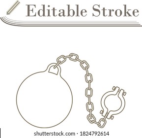 Fetter With Ball Icon. Editable Stroke Simple Design. Vector Illustration.