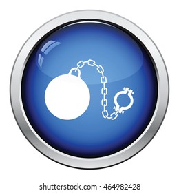 Fetter with ball icon. Glossy button design. Vector illustration.