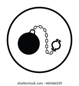 Fetter with ball icon. Thin circle design. Vector illustration.