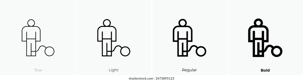 fetter icon. Thin, Light Regular And Bold style design isolated on white background
