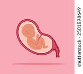  fetus baby in the womb. illustration of child development in the uterus. suitable for poster use and web icons