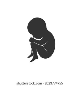 Icono gráfico del feto. Signo humano embrionario aislado en fondo blanco. Ilustración del vector