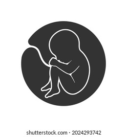 Fetus-Grafik-Symbol. Embryonales menschliches Zeichen im Kreis einzeln auf weißem Hintergrund. Vektorgrafik