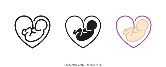 Fetus icon. Baby in the womb vector illustration. Pregnancy and motherhood symbol. Love and care pictogram. Infant development concept. Family and life protection sign.