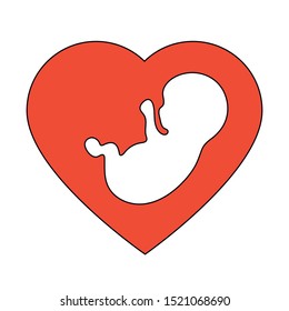 Fetus Icon. Icon of the Embryo in the heart. Maternal love. Beloved baby