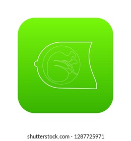 Fetus icon green vector isolated on white background