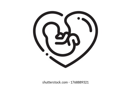 Fetus Icon Isolated on White Background