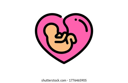 Fetus-Symbol einzeln auf weißem Hintergrund	