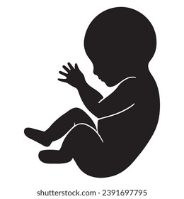 Fetus Icon Isolated on White Background. Human newborn and unborn baby silhouette. Miraculous Beginnings. The Journey Within. Vector Illustration of Human Life, Pregnancy, Development, Maternity