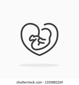 Fetus icon in line style. For your design, logo. Vector illustration. Editable Stroke.