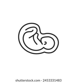 Fetus icon. A minimalist design representing a human fetus in the womb, commonly used to symbolize pregnancy and prenatal development. Suitable for medical and educational use. Vector illustration