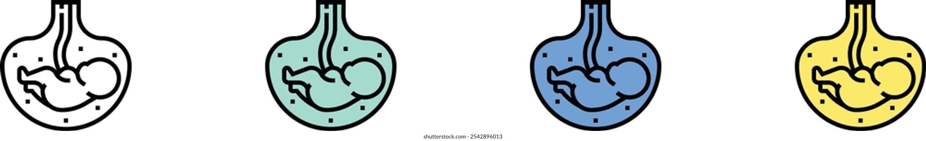 fetus icon. Outline, Green, Blue and Yellow Style Design Isolated On White Background