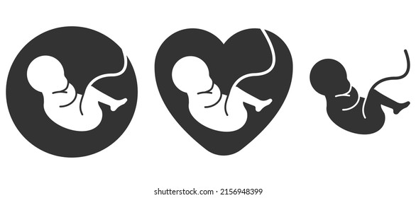 Fetus icon. Prenatal human child with placenta symbol. Embryo sign. Vector illustration. Eps 10.