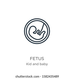 Fetus icon. Thin linear fetus outline icon isolated on white background from kid and baby collection. Line vector sign, symbol for web and mobile