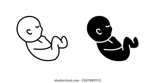 Fetus and newborn icon set. Pregnancy and prenatal sign. Childbirth and maternity symbol. Neonatal healthcare and baby development pictogram. Parenthood and human life illustration.