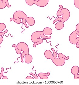 fetus seamless doodle pattern