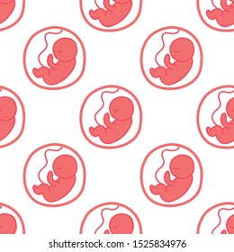 fetus seamless doodle pattern, vector illustration