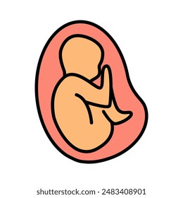 Fetus-Set-Symbol. Menschlicher Fötus, Schwangerschaft, Embryonalentwicklung, pränatales Wachstum, ungeborenes Baby, Gebärmutter, Schwangerschaft, pränatale Versorgung.