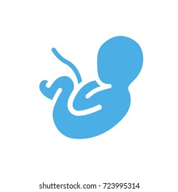 Fetus vector icon, blue flat color, pregnancy theme.