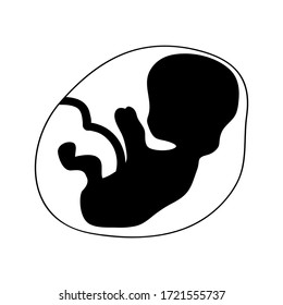 Fetus vector icon human child with placenta, minimalist vector illustration symbol

