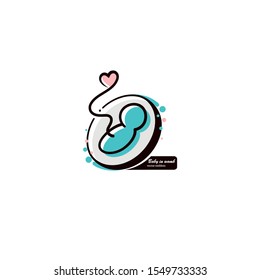 Fetus in womb, in belly vector, logo design, emblem pragnancy clinic 