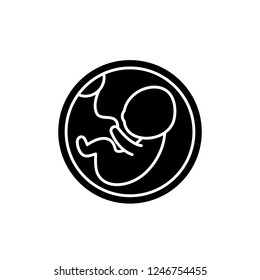 Fetus in the womb black icon, vector sign on isolated background. Fetus in the womb concept symbol, illustration 