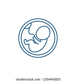 Fetus in the womb line icon concept. Fetus in the womb flat  vector symbol, sign, outline illustration.