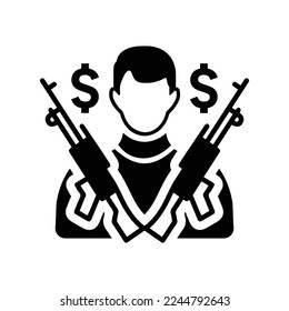 Feudalism, feudality, mugging icon. Black vector graphics.