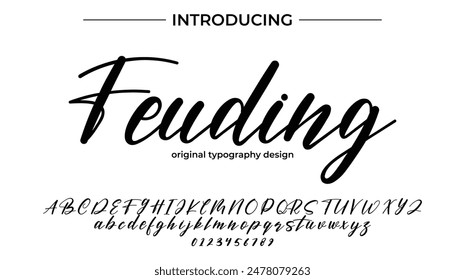 Feuding Font Stylish brush painted an uppercase vector letters, alphabet, typeface