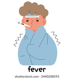 Fever 1 cute on a white background, vector illustration.