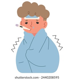 Fiebre 2 lindo sobre un fondo blanco, ilustración vectorial.