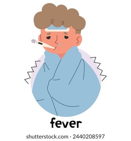 Fever 3 cute on a white background, vector illustration.