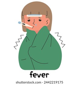 Fever 5 cute on a white background, vector illustration.
