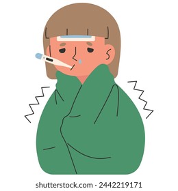 Fever 6 cute on a white background, vector illustration.

