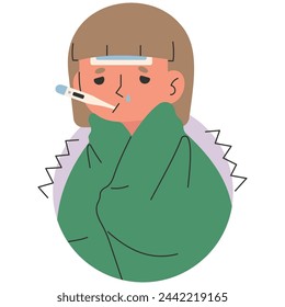 Fever 8 cute on a white background, vector illustration.

