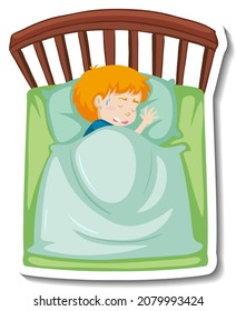 A fever boy shivering in blanket illustration