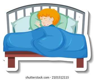 A fever boy shivering in blanket illustration