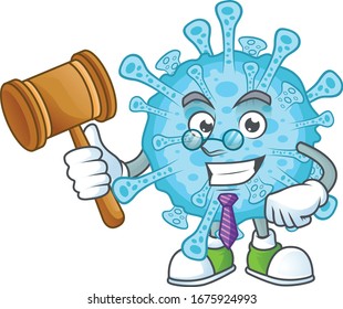 Fever coronavirus wise judge cartoon character design with cute glasses